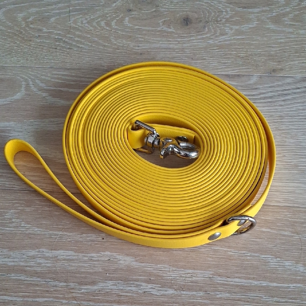 Yellow Biothane Longline Dog Leash - 25 ft.